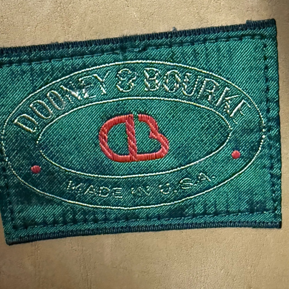 VTG Dooney And Bourke Equestrian Beige Canvas Red Leather Green Label Briefcase - Picture 11 of 16